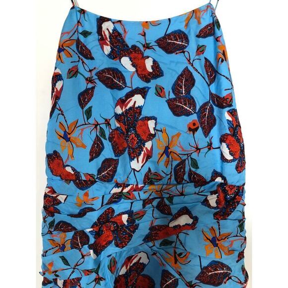 Derek Lam 10 Crosby Cami Flounce Dress Floral Print Twist Waist Mini Blue Size 6 - Picture 6 of 13